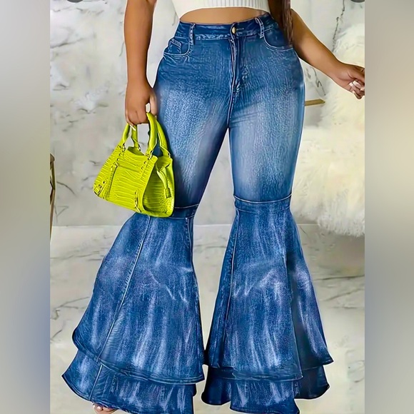 None Denim - Plus Size Flare Leg Stretch Jeans